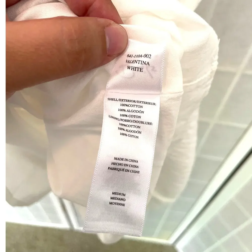 Rails Valentina Dress M White Cotton Gauze Tiered Mini Lined Square Neck Boho - Picture 5 of 6